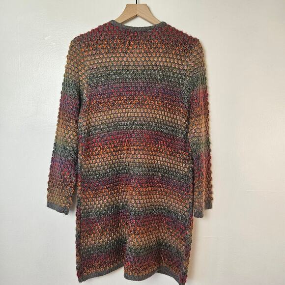Christopher & Banks‎ Marled Rainbow Open Front Cardigan Sweater M Grey Duster - Picture 6 of 7